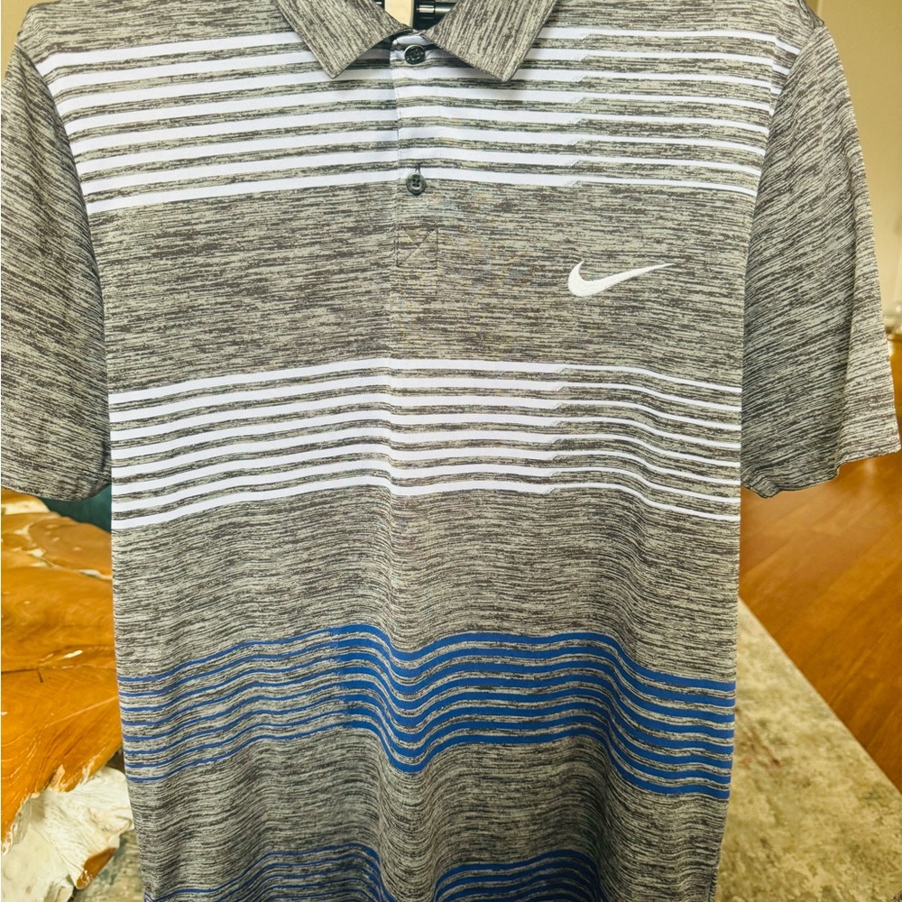 Nike Men's Polo Shirt in Gray and Blue